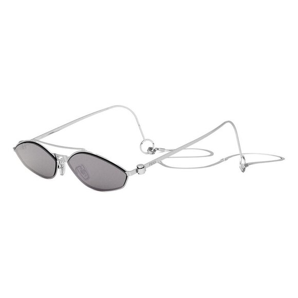 NEW FENDI SUNGLASSES, WOMEN METAL SILVER EYEWAR FENDI WITH CHAIN - Picture 2 of 5